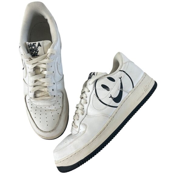 Nike Air Force 1 Low Have A Nike Day‎ White Leather Smiley Face Mens 10 BQ9044 - Picture 2 of 11